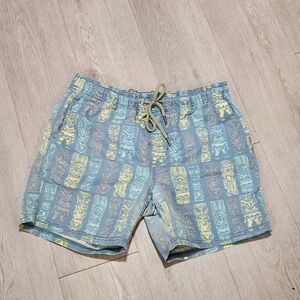 Men's Blue and Yellow Swim Shorts